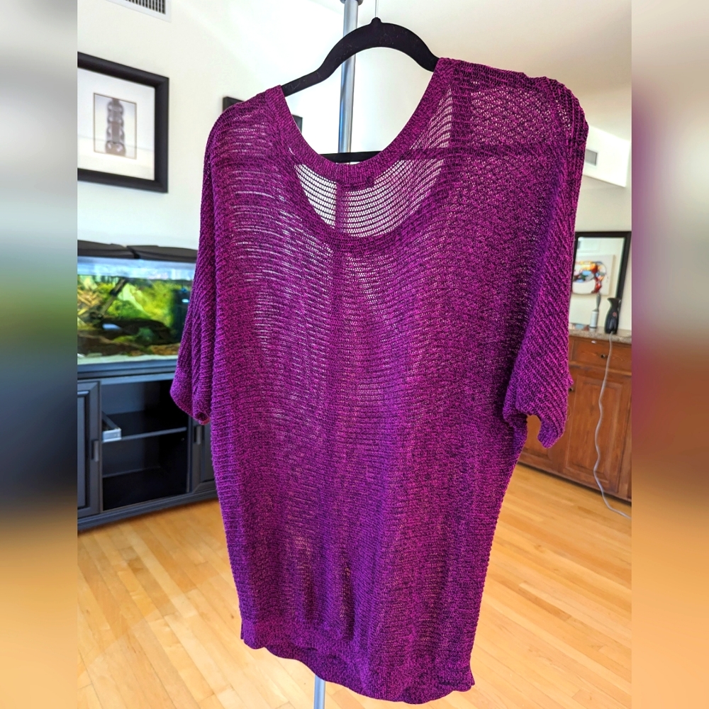 Purple mesh knit sweater